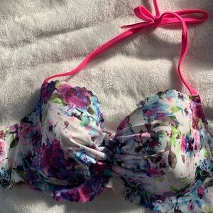Victoria's Secret Floral Bikini Top - Pink and Purple